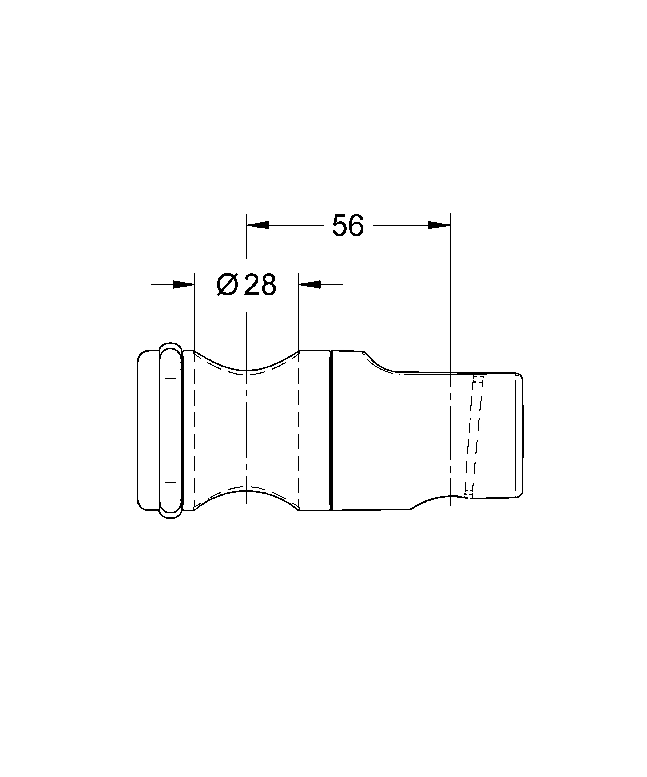 Brausegleiter 12435, mit Metallhülse, für Relexa Plus Brausestange 28 620 000 / 28 621000, ⌀ 28 mm, chrom