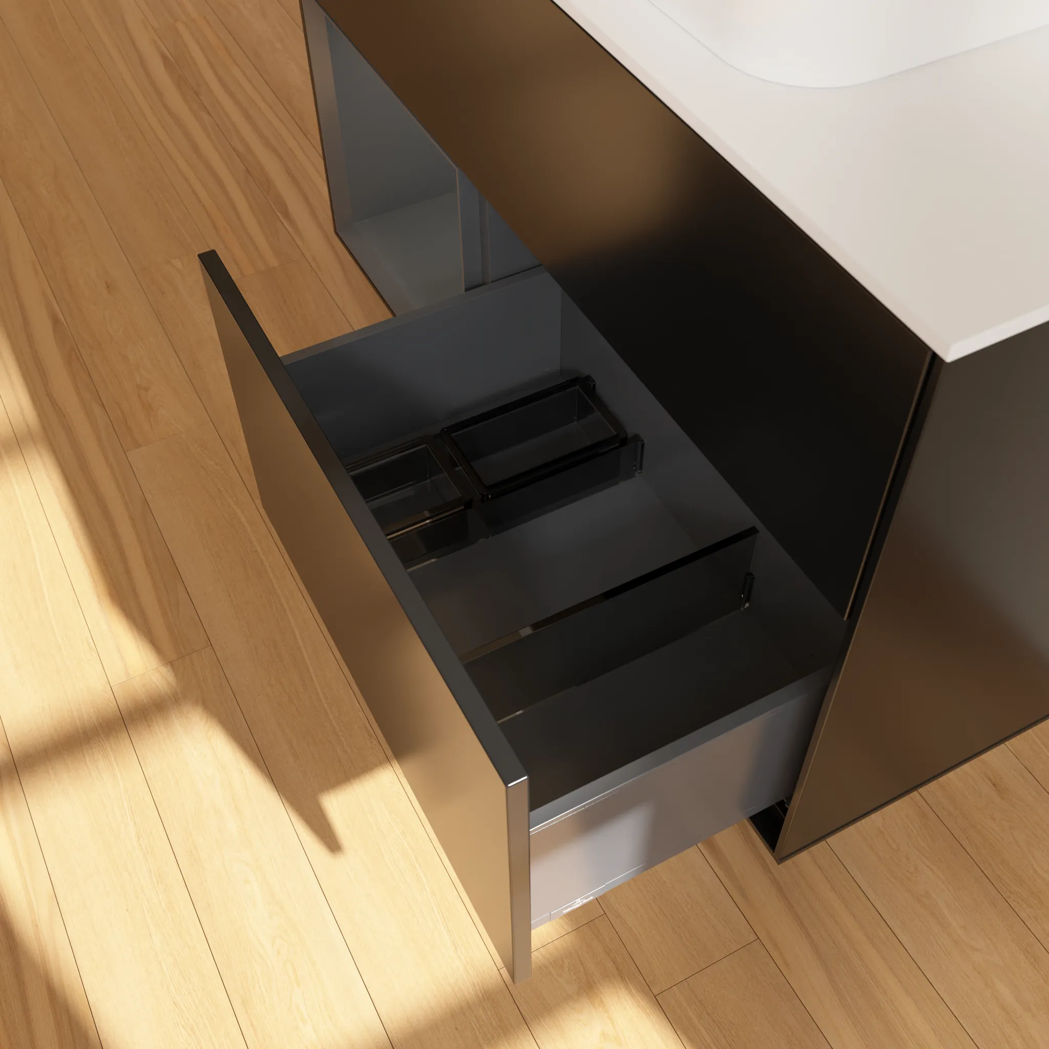 Villeroy & Boch Waschbeckenunterschrank Finion F11, 1000x603x501 mm, Black Matt Lacquer / Midnight Blue Matt Lacquer, mit Beleuchtung und Push-to-open Funktion Villeroy & Boch Waschbeckenunterschrank Finion F11, 1000x603x501 mm, Black Matt Lacquer / Midnight Blue Matt Lacquer, mit Beleuchtung und Push-to-open Funktion