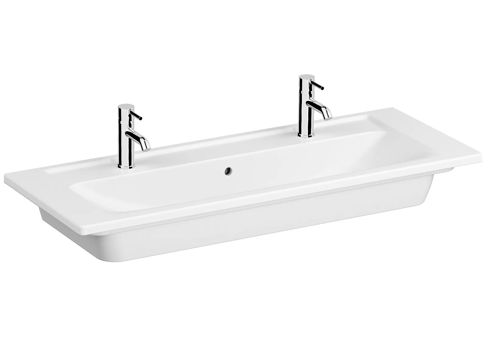 VitrA Integra Doppelmöbelwaschtisch 120 x 47 cm 1 Becken 2 Hahnlöcher 1 Überlauf Weiß HG