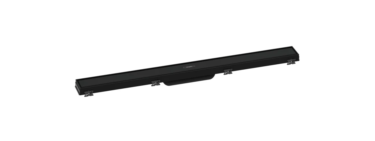 Hansgrohe RainDrain Match Duschrinne 800 mm, Mattschwarz, höhenverstellbarer Rahmen, Edelstahl V2A, bis 18 mm Fliesenstärke