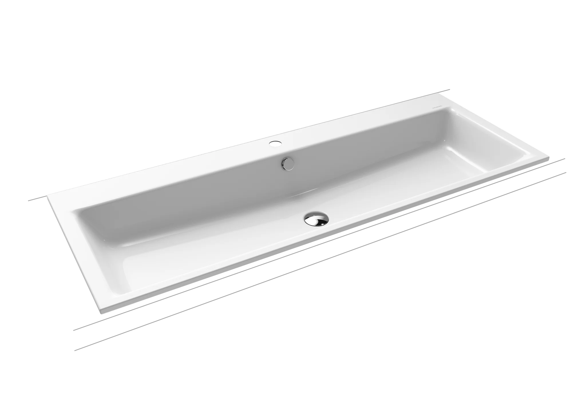 Kaldewei PURO Einbauwaschtisch, alpinweiß, 1200x460 mm, Randhöhe 14 mm, mit Überlauf, Perl-Effekt, Antidröhn, 1er Hahnlochbohrung