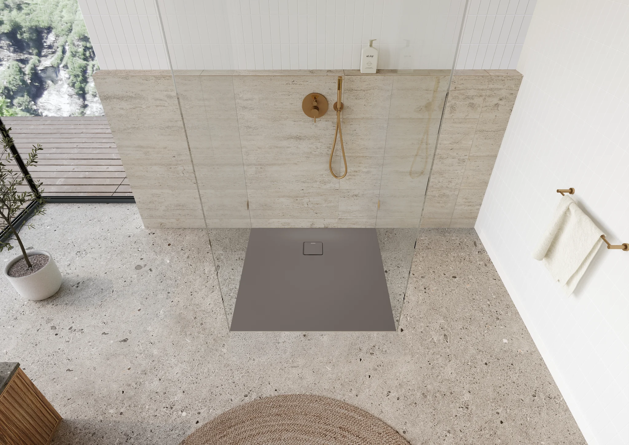 Kaldewei ALUVIA Duschfläche, 1000x1000 mm, warm grey 80, Invisible Grip, SolidLite