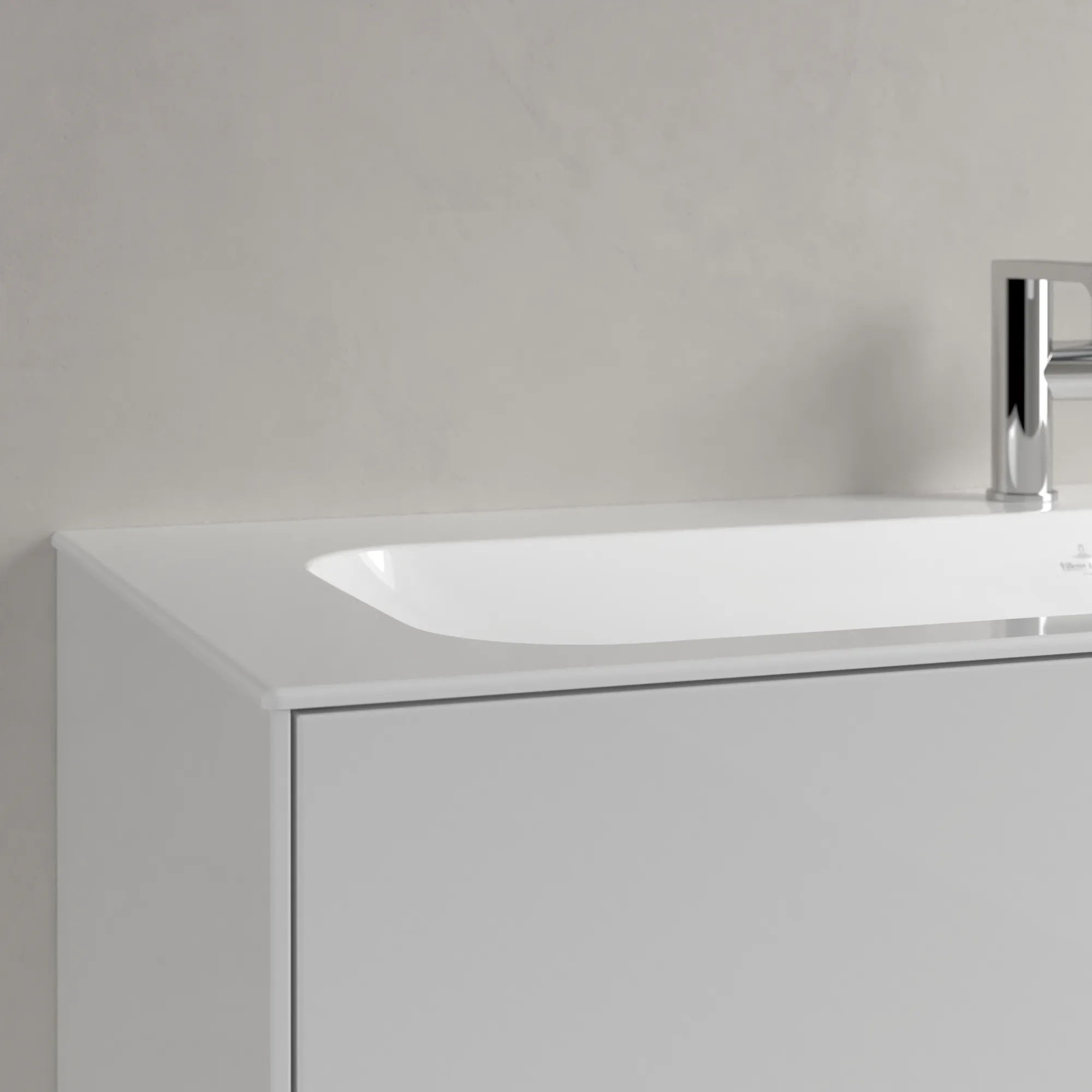 Villeroy & Boch Schrankwaschtisch aus TitanCeram „Finion“ 1200 × 500 × 160 mm, mit Hahnlochbohrung, Hahnlochposition mittig in Weiß Alpin, mit CeramicPlus Villeroy & Boch Schrankwaschtisch aus TitanCeram „Finion“ 1200 × 500 × 160 mm, mit Hahnlochbohrung, Hahnlochposition mittig in Weiß Alpin, mit CeramicPlus