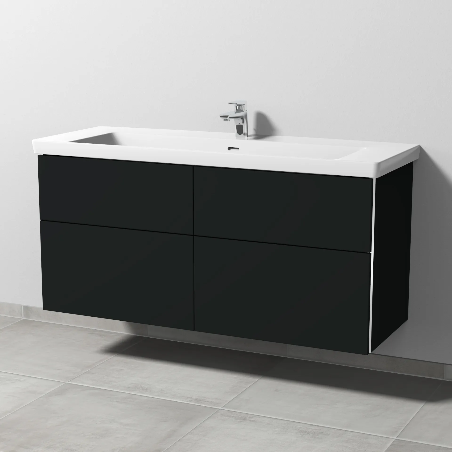 Sanipa Waschtischunterschrank „3way“ 1255 × 588 × 462 mm in Vulkan (matt), mit Hahnlochbohrung, Becken mittig