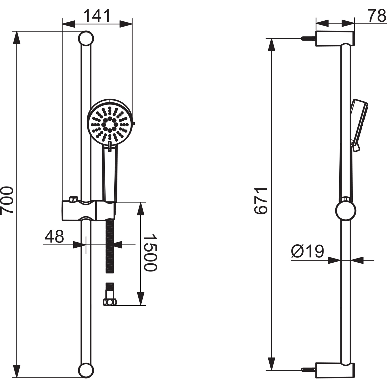 Wandstangengarnitur BASIC 5578 3-strahlig DN15 Chrom