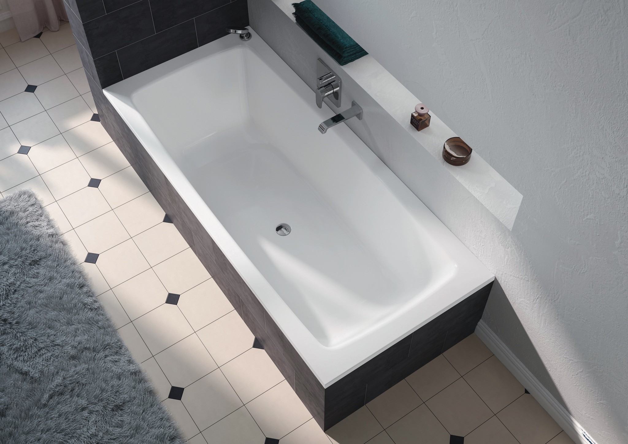 Kaldewei Badewanne „Cayono Duo“ 180 × 80 cm, ohne Grifflochbohrungen mit Wannenträger als Set