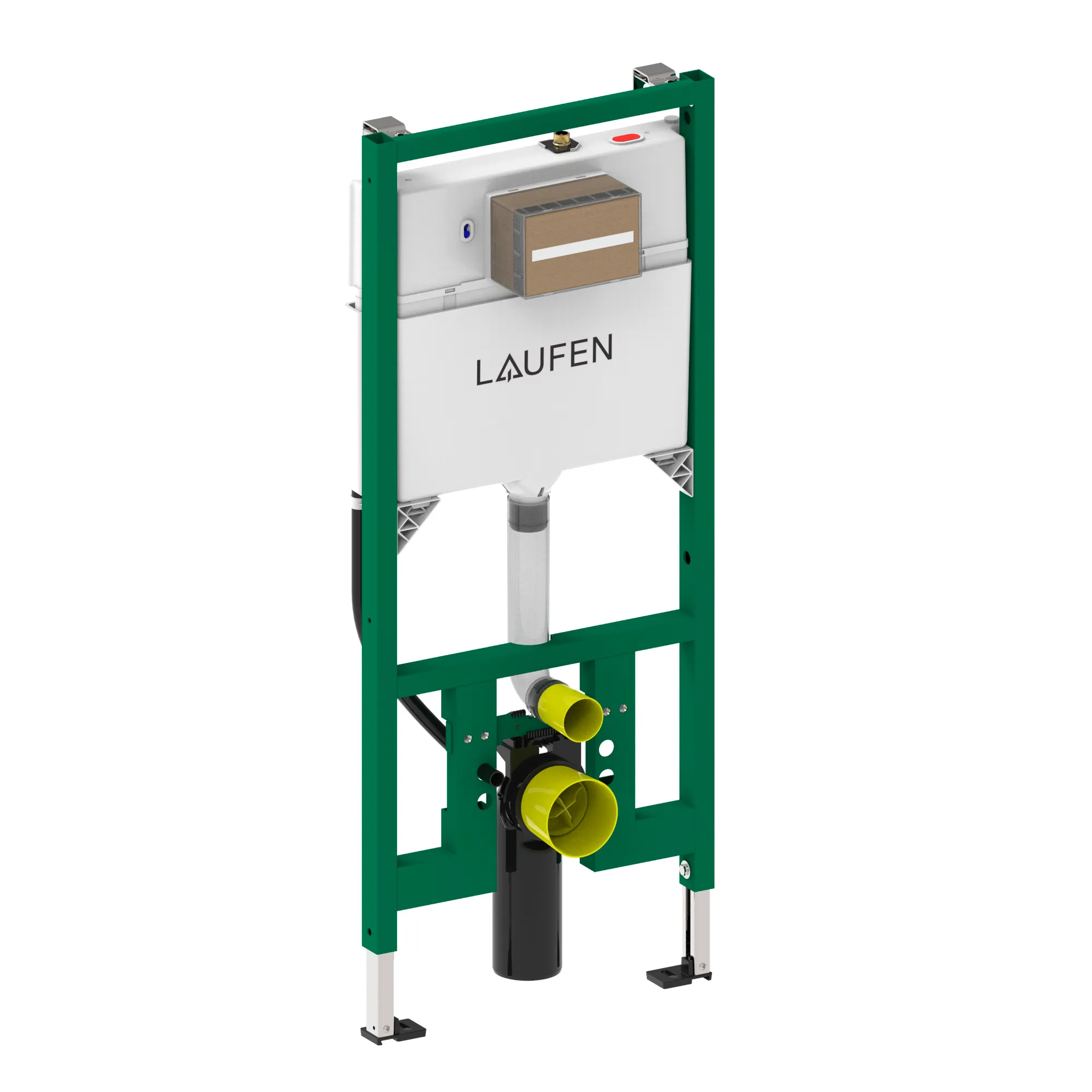 Installationselement INEOLINK, slim, mit Spülkasten für Wand-WC und Dusch-WC, Bauhöhe 1155 mm, Stahlrahmen, Füsse höhenverstellbar und drehbar, Spülkasten für Frontbetätigung, mit Dual-Flush 2-Mengen-Spülsystem