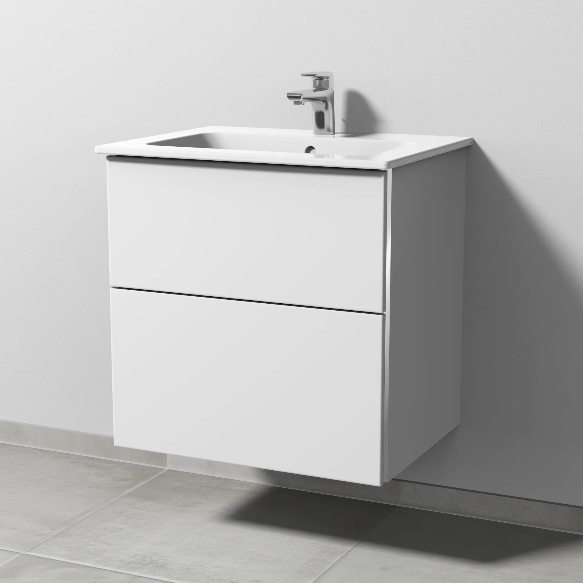 Sanipa Waschtischunterschrank „3way“ passend zu Keramik-Waschtische ME by Starck von Duravit 600 × 613 × 467 mm in Weiß-Soft