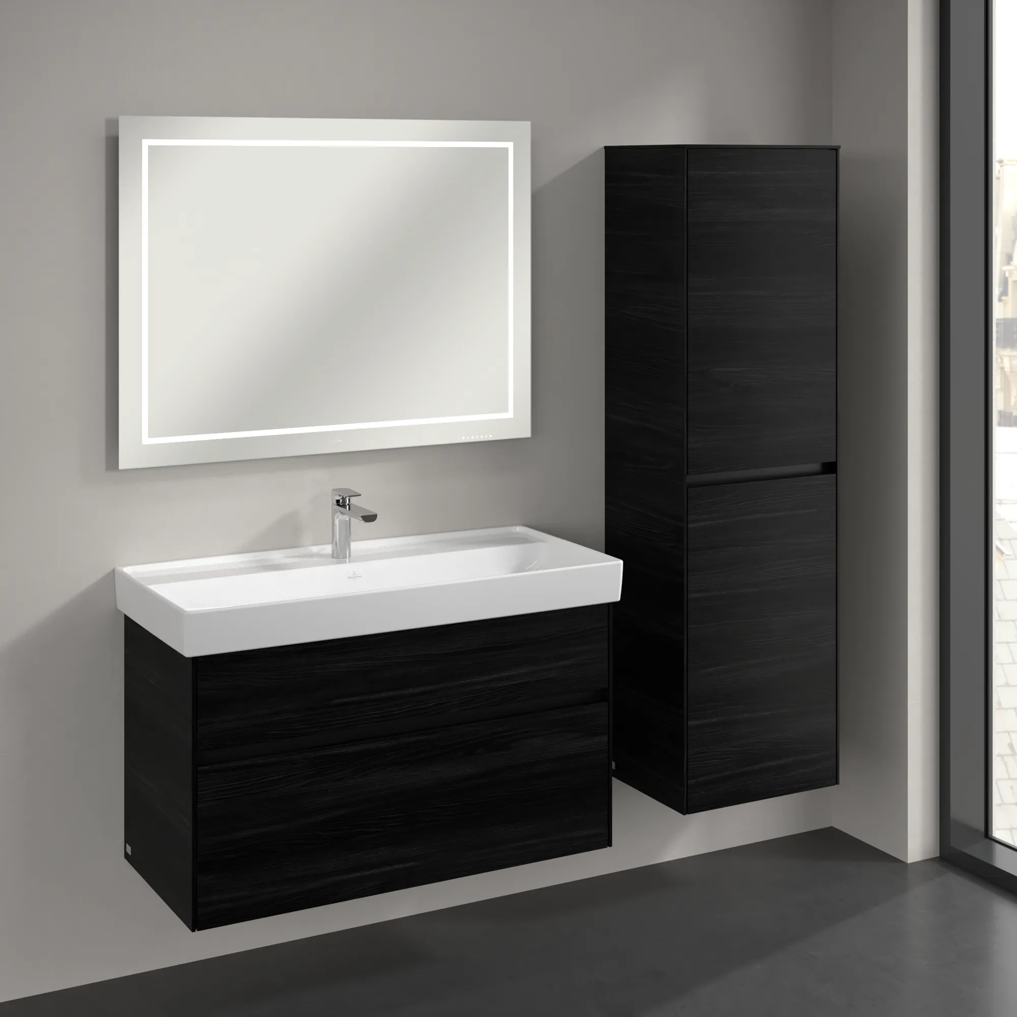 Villeroy & Boch Hochschrank mit Wäschekorb „Collaro“ 45,4 × 153,8 × 34,9 cm ohne Beleuchtung, Anschlag rechts, 1 Tür Villeroy & Boch Hochschrank mit Wäschekorb „Collaro“ 45,4 × 153,8 × 34,9 cm ohne Beleuchtung, Anschlag rechts, 1 Tür