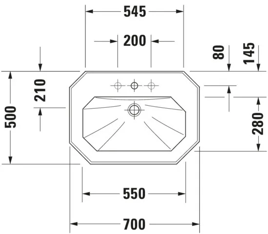 Waschtisch 1930 700 mm mit ÜL, mit HLB, 1 HL, weiß Waschtisch 1930 700 mm mit ÜL, mit HLB, 1 HL, weiß
