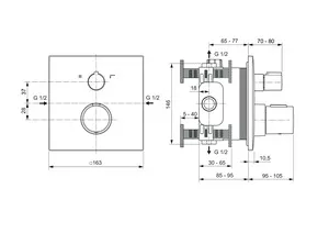 Badethermostat Unterputz Ceratherm C100, Bausatz 2, DIN EN 1717, Rosette 163x163mm, Brushed Gold Badethermostat Unterputz Ceratherm C100, Bausatz 2, DIN EN 1717, Rosette 163x163mm, Brushed Gold