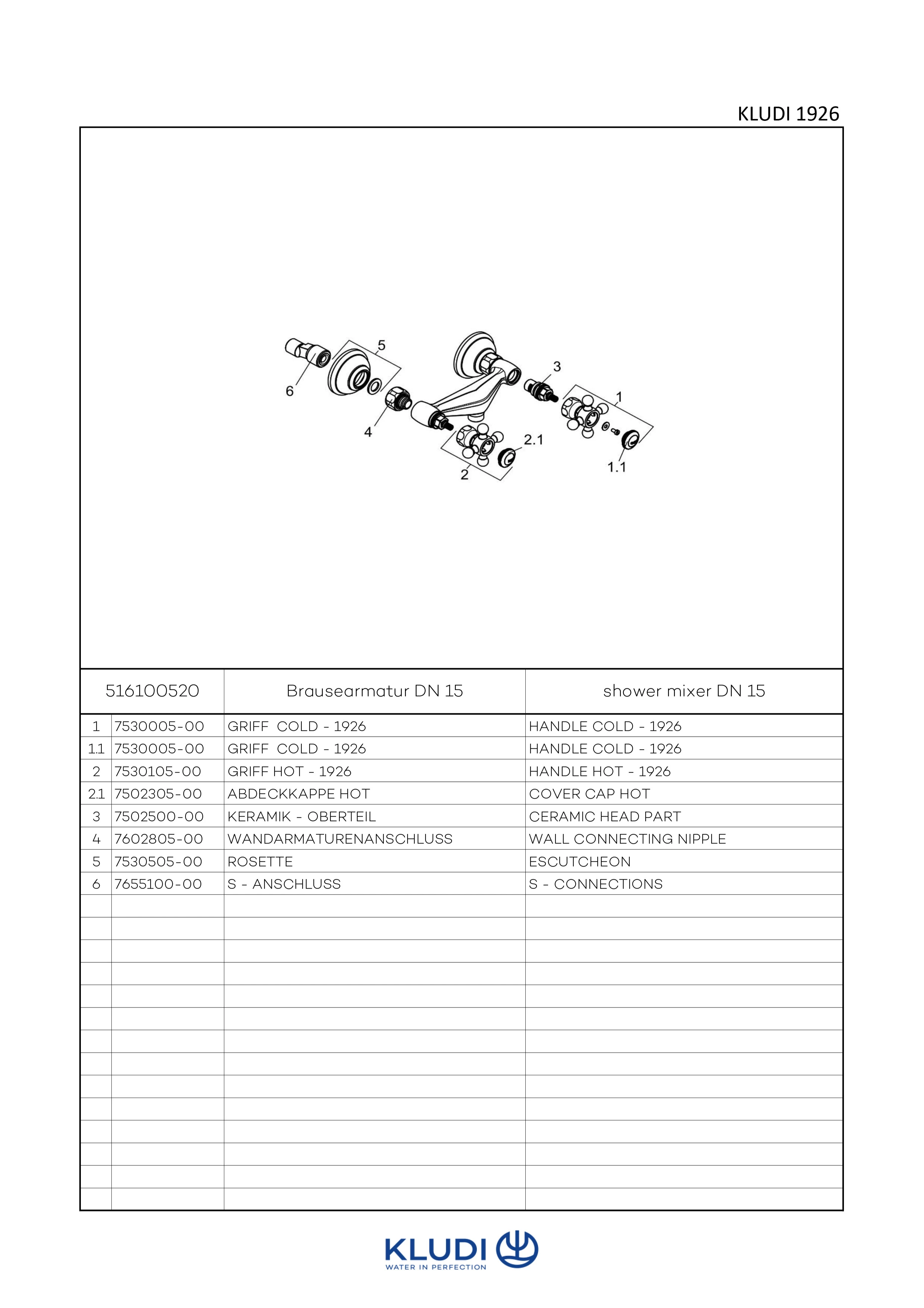 1926 Brausearmatur Wandmontage chrom 1926 Brausearmatur Wandmontage chrom