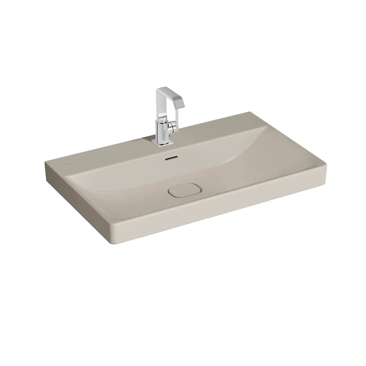VitrA New Metropole Waschtisch wandgebunden rechteckig 80x47 cm mit Hahnloch und Überlaufschlitz, Farbe: Taupe Matt