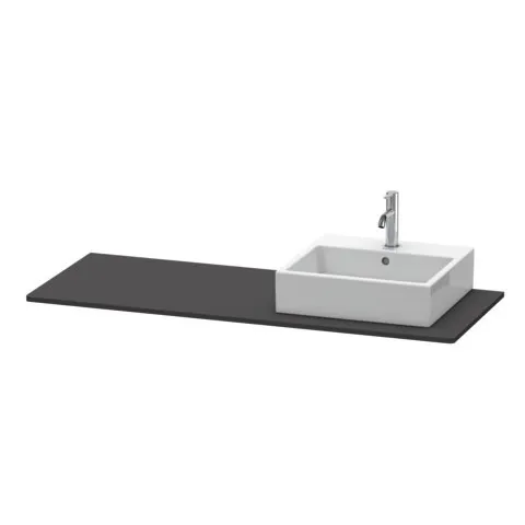 Duravit Konsole „XSquare“ Ausschnitte: 1 / Becken: rechts / Farbe: Graphit Supermatt / Größe: 140 × 55 × 1,6 cm / Oberfläche: Dekor Duravit Konsole „XSquare“ Ausschnitte: 1 / Becken: rechts / Farbe: Graphit Supermatt / Größe: 140 × 55 × 1,6 cm / Oberfläche: Dekor