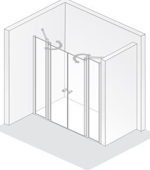 HSK teilgerahmte Raumnische pendelbar 4-teilig „Exklusiv“ Glas Mattierung mittig (65 cm), Profile Manhattan, B: 1200 mm H: 2000 mm HSK teilgerahmte Raumnische pendelbar 4-teilig „Exklusiv“ Glas Mattierung mittig (65 cm), Profile Manhattan, B: 1200 mm H: 2000 mm