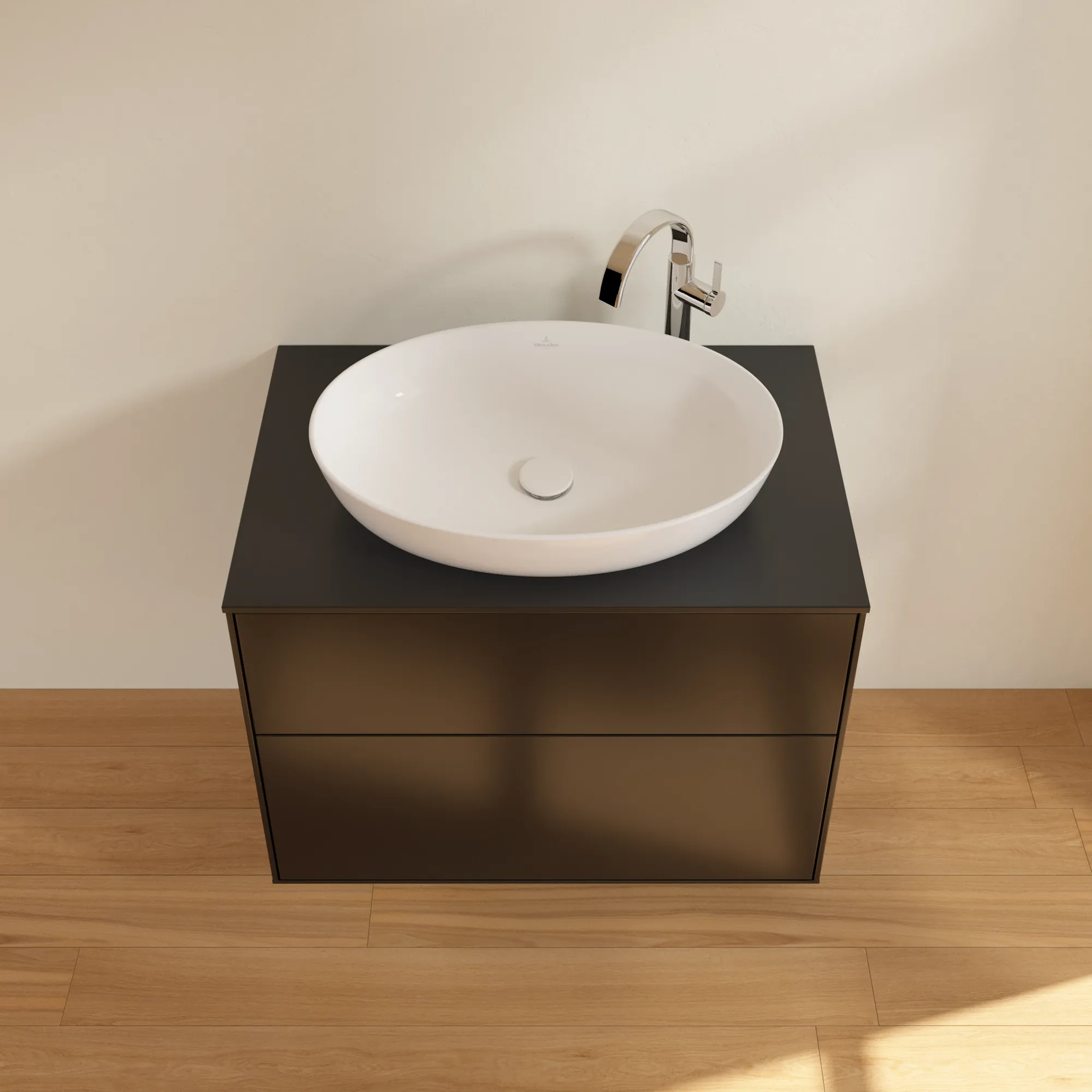 Villeroy & Boch Waschbeckenunterschrank Finion F87, 800x603x501 mm, Black Matt Lacquer, mit SoftClosing und Push-to-open Funktion