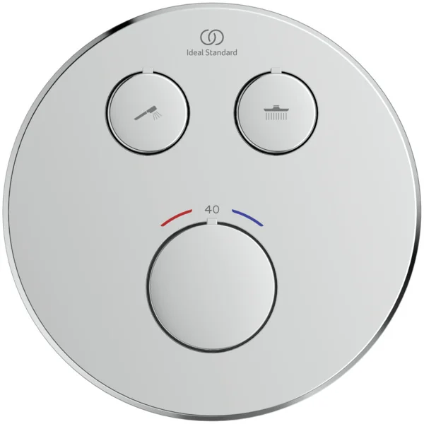 Ideal Standard Ceratherm Navigo Unterputz-Thermostat rund Chrom für Wanne & Dusche, 2 Verbraucher