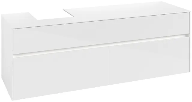 Villeroy & Boch Waschtischunterschrank „Collaro“ 1600 × 548 × 500 mm Glossy White, mit Beleuchtung, für Becken links Villeroy & Boch Waschtischunterschrank „Collaro“ 1600 × 548 × 500 mm Glossy White, mit Beleuchtung, für Becken links