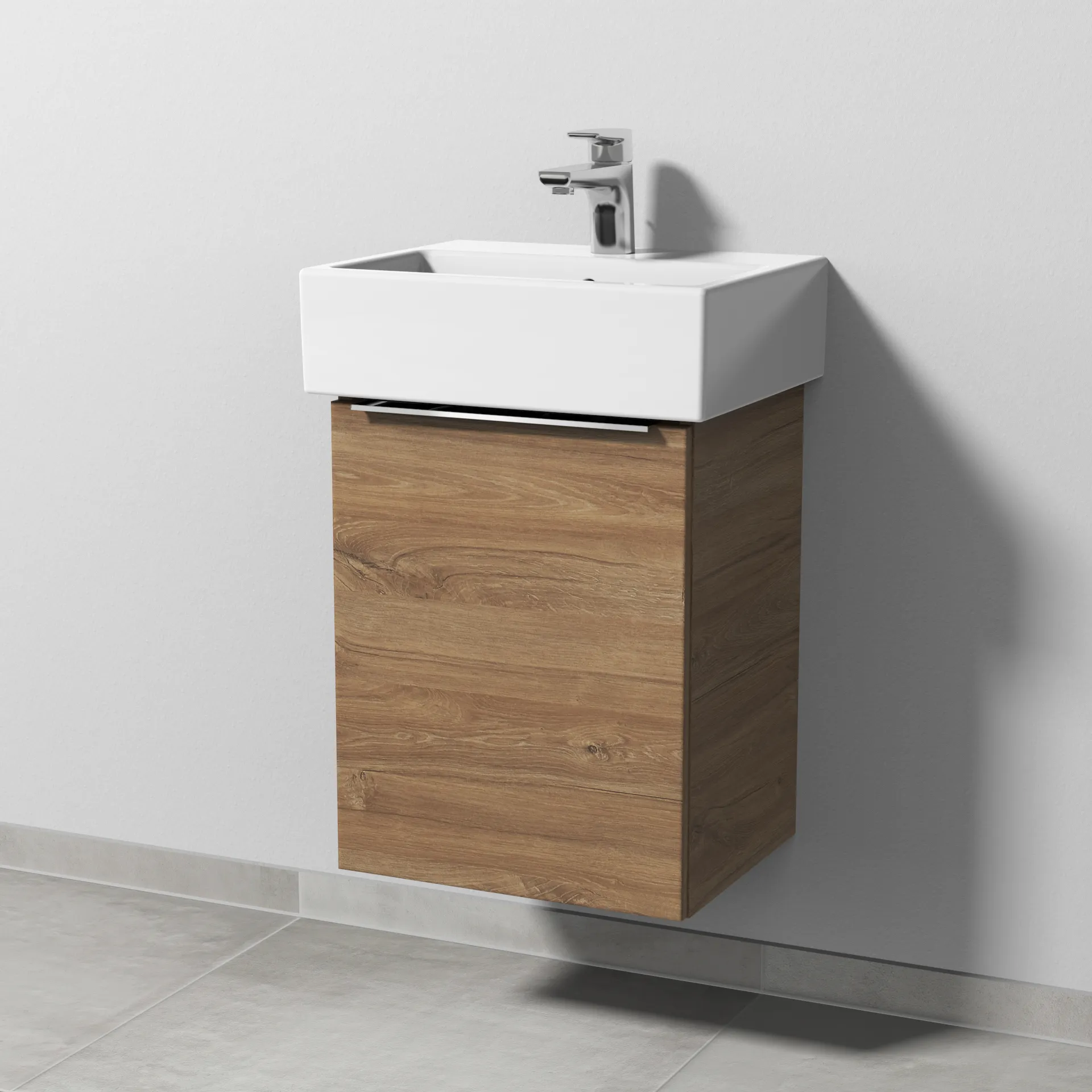Sanipa Waschtischunterschrank „3way“ passend zu Keramik-Waschtische Vero Air von Duravit 400 × 520 × 332 mm in Eiche Kansas, Anschlag links