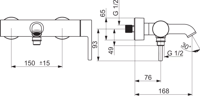 HansaVANTIS Style EHM Wannenfüll- und Brausebatterie Chrom 168 mm HansaVANTIS Style EHM Wannenfüll- und Brausebatterie Chrom 168 mm
