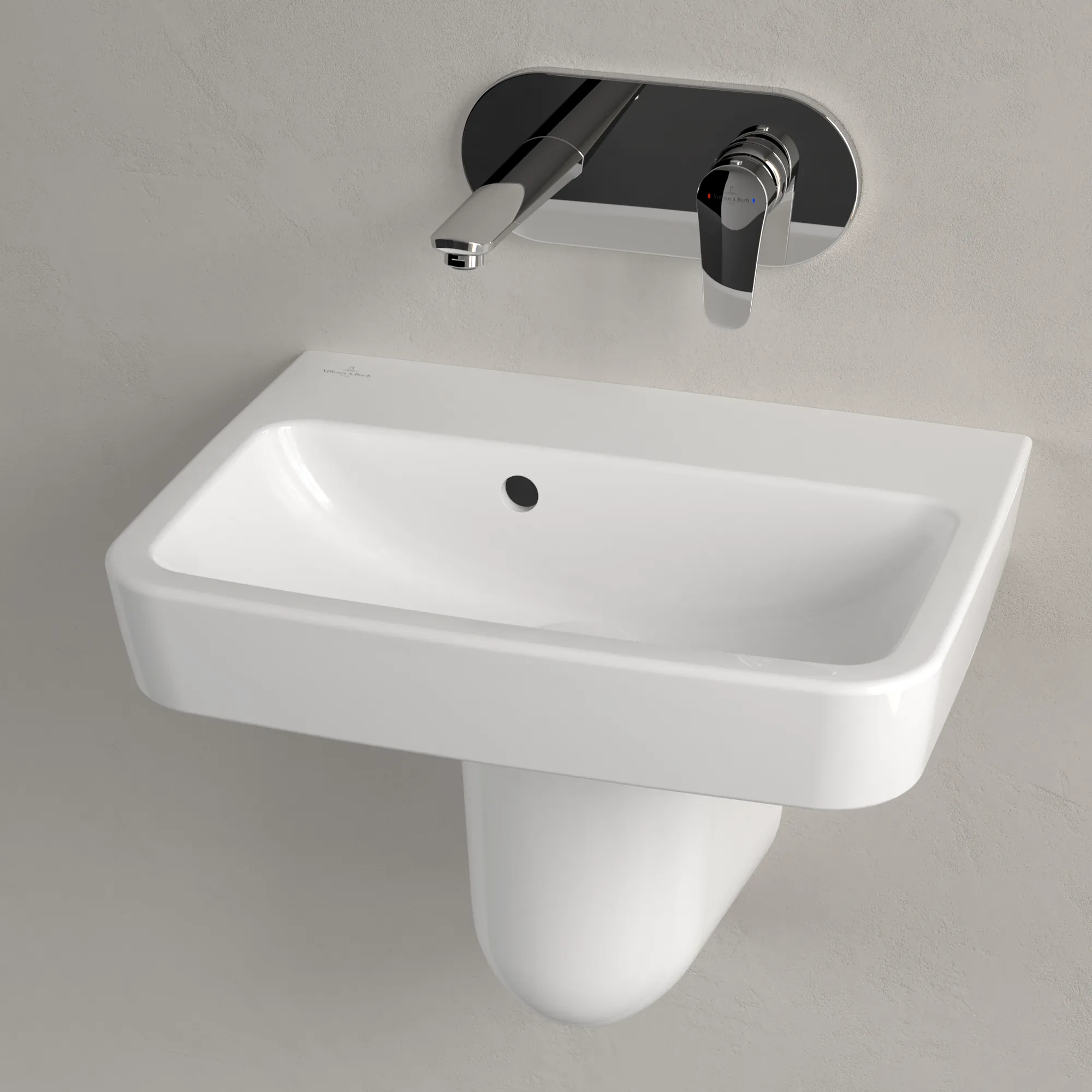 Villeroy & Boch Handwaschbecken „O.novo“ 500 × 370 × 160 mm, für Becken mittig, ohne Hahnlochbohrung in Weiß Alpin Villeroy & Boch Handwaschbecken „O.novo“ 500 × 370 × 160 mm, für Becken mittig, ohne Hahnlochbohrung in Weiß Alpin