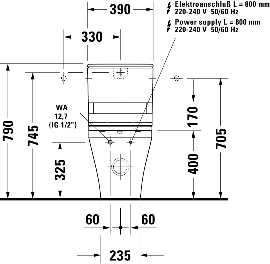 Stand-WC Kombi DuraStyle 700 mm, TS fürSPK, fürSW mitverd.Anschl., weiß Stand-WC Kombi DuraStyle 700 mm, TS fürSPK, fürSW mitverd.Anschl., weiß