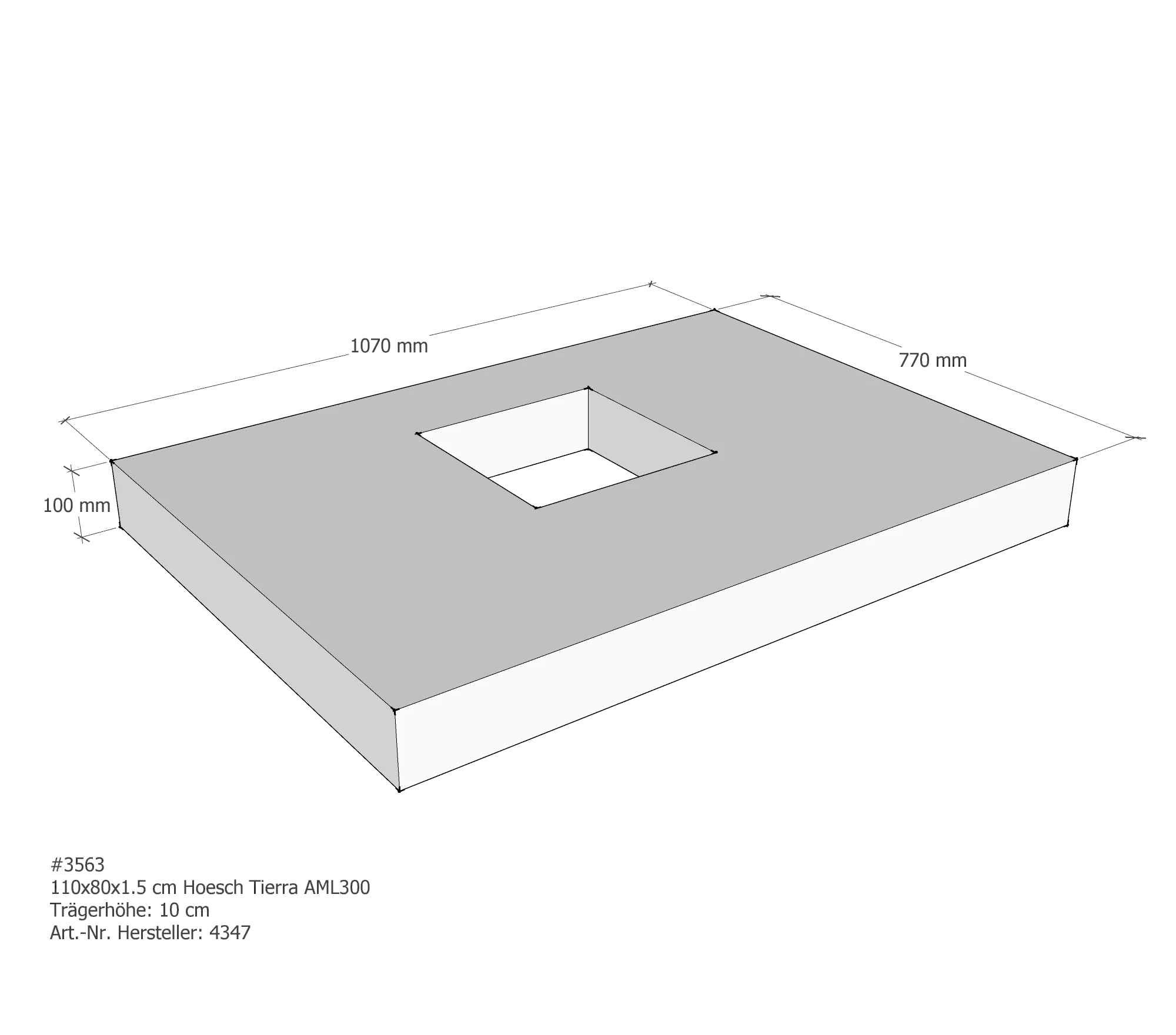 Duschwannenträger für Hoesch Tierra 110 × 80 × 1,5 cm