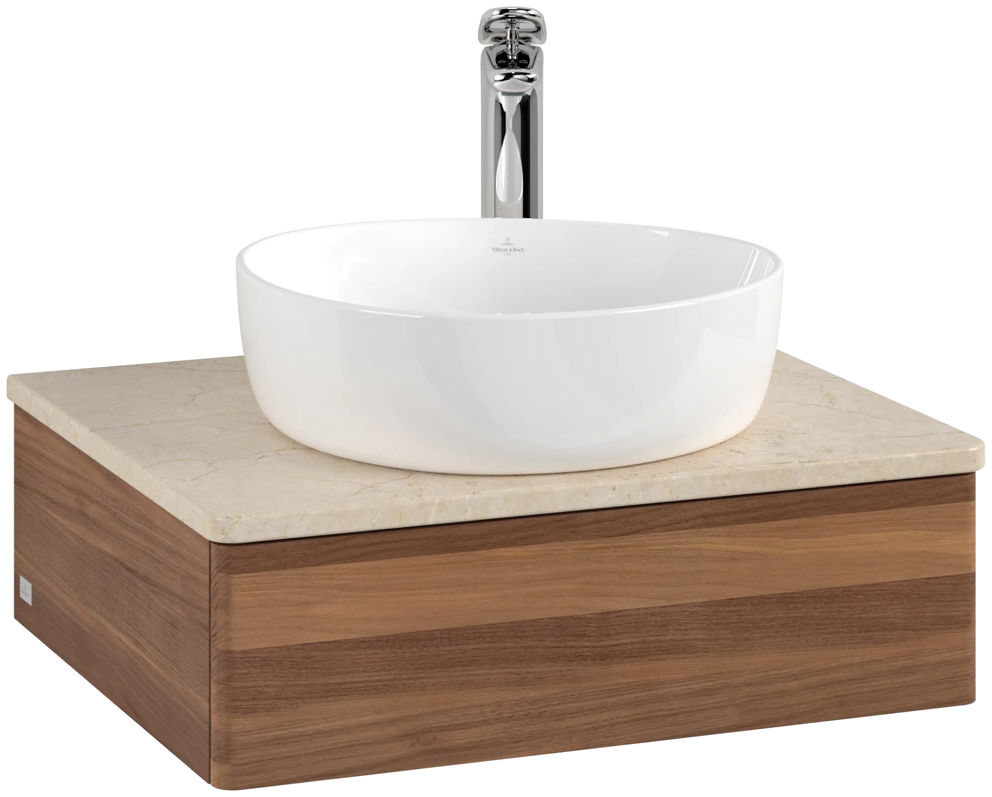 Villeroy & Boch Waschtischunterschrank „Antao“ 600 × 190 × 500 mm Warm Walnut, ohne Hahnlochbohrung, für Becken mittig, ohne Beleuchtung