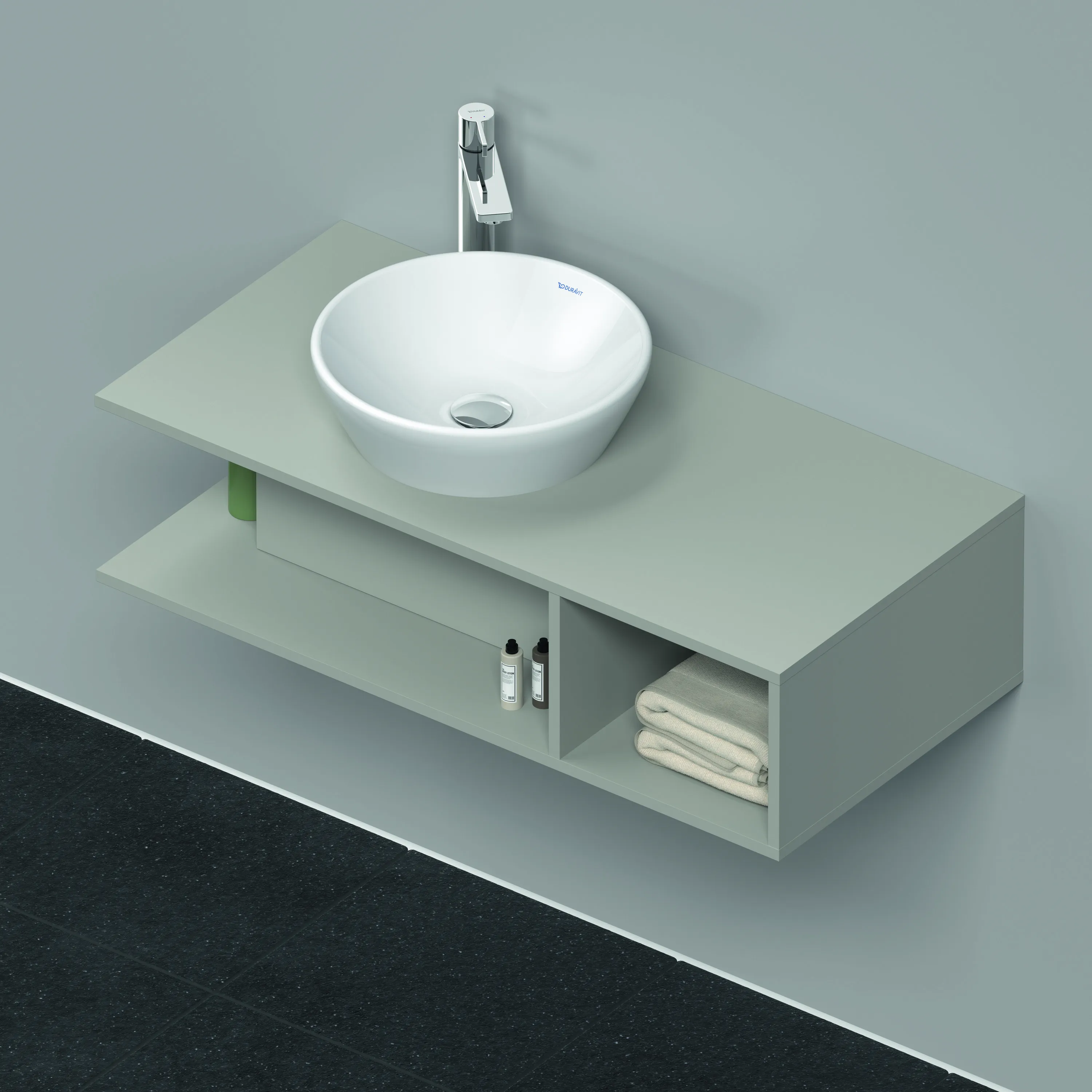 Duravit Waschtischunterschrank wandhängend „D-Neo“ 100 × 26 × 48 cm Betongrau Matt