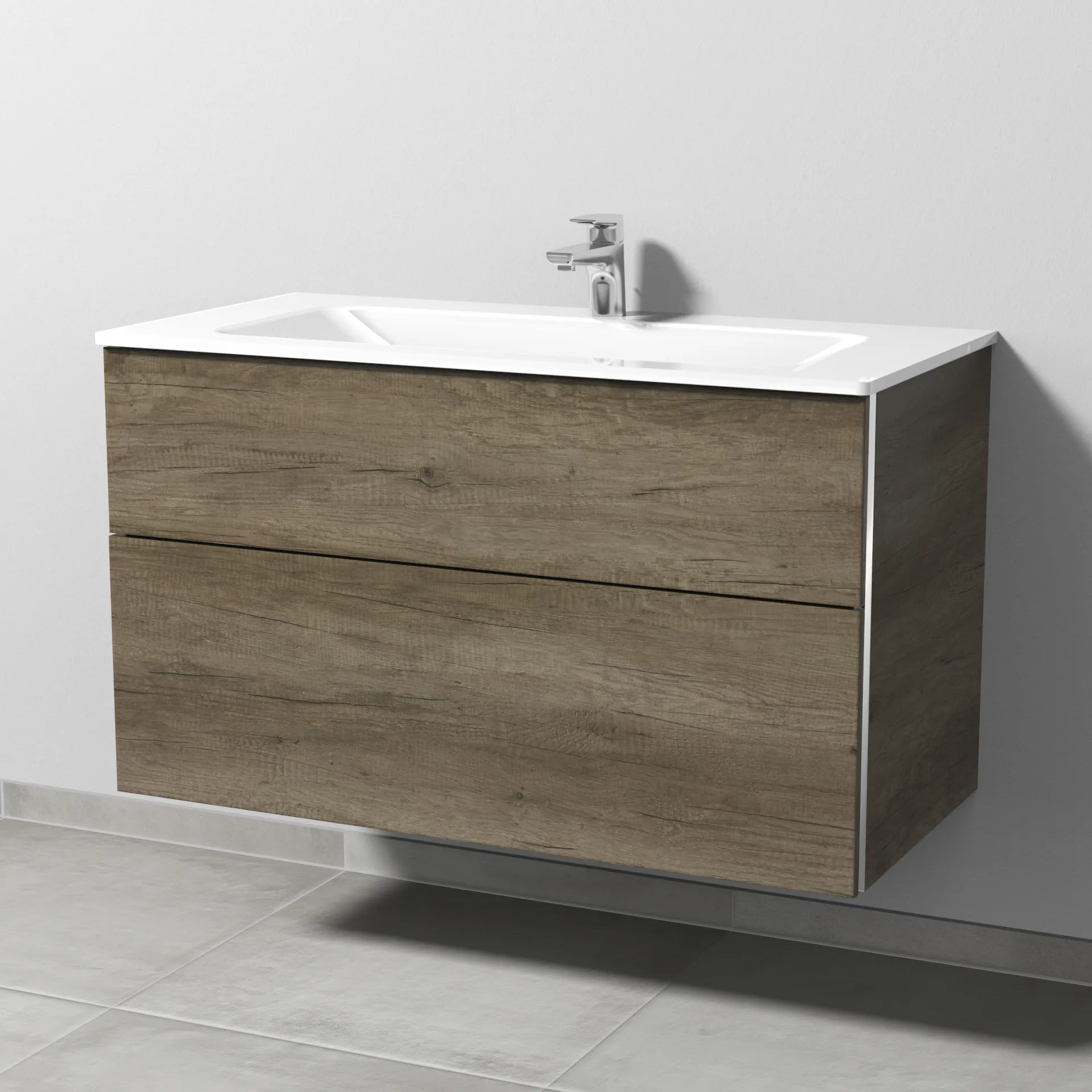 Sanipa Glas-Waschtisch-Waschtischunterschrank mit Waschtischunterschrank „3way“ 1000 × 582 × 487 mm in Eiche Nebraska, mit Hahnlochbohrung Sanipa Glas-Waschtisch-Waschtischunterschrank mit Waschtischunterschrank „3way“ 1000 × 582 × 487 mm in Eiche Nebraska, mit Hahnlochbohrung