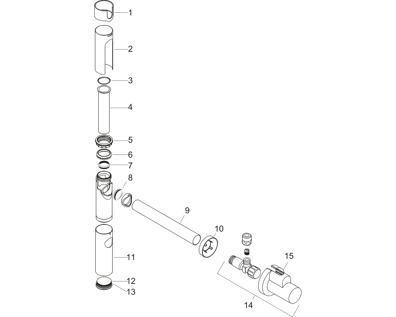 Design Siphon Set Flowstar Axor chrom mit zwei Eckventilen und Schubern