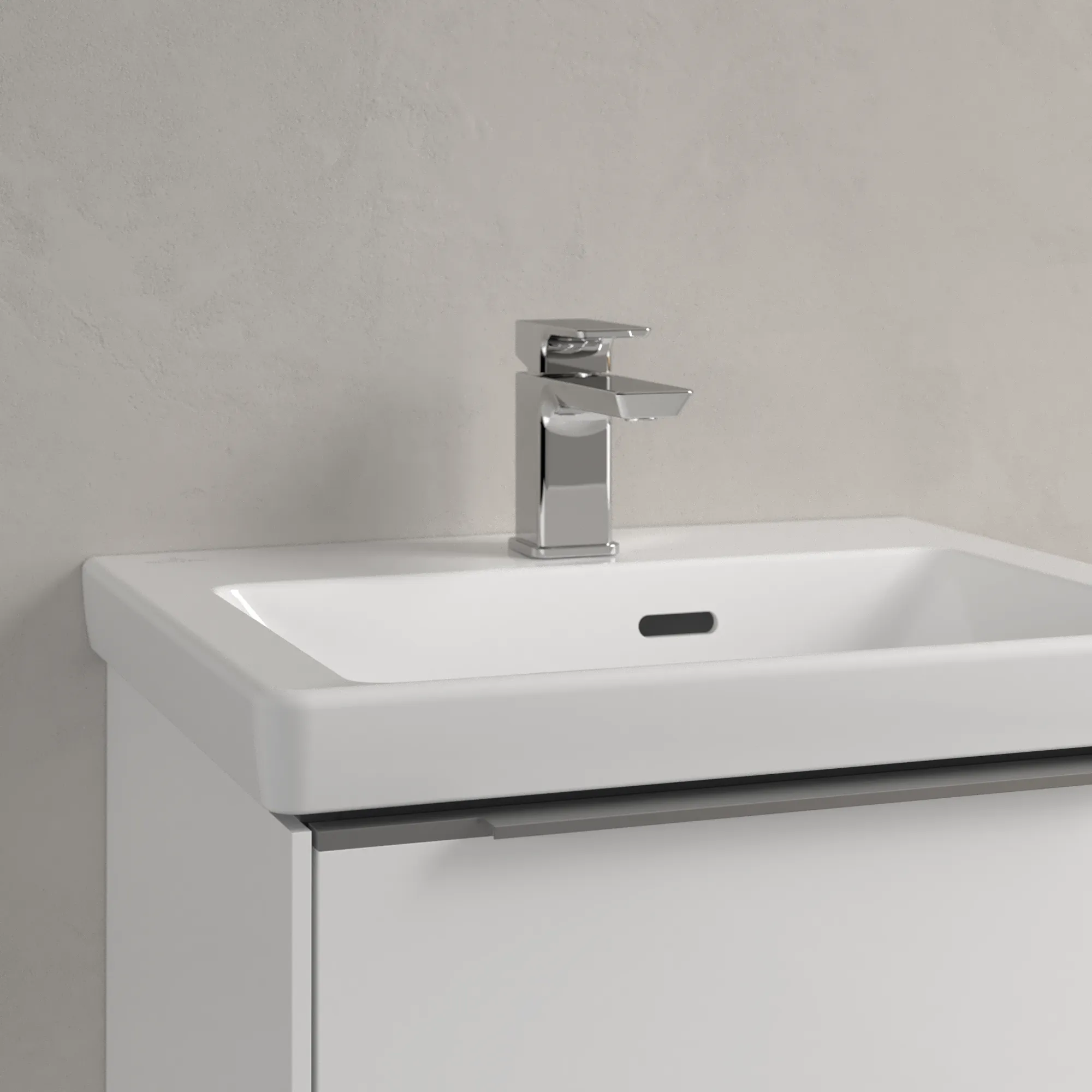 Villeroy & Boch Handwaschbecken für Montage mit Möbel „Subway 3.0“ 500 × 400 × 145 mm, mit Hahnlochbohrung, Hahnlochposition mittig in Weiß Alpin