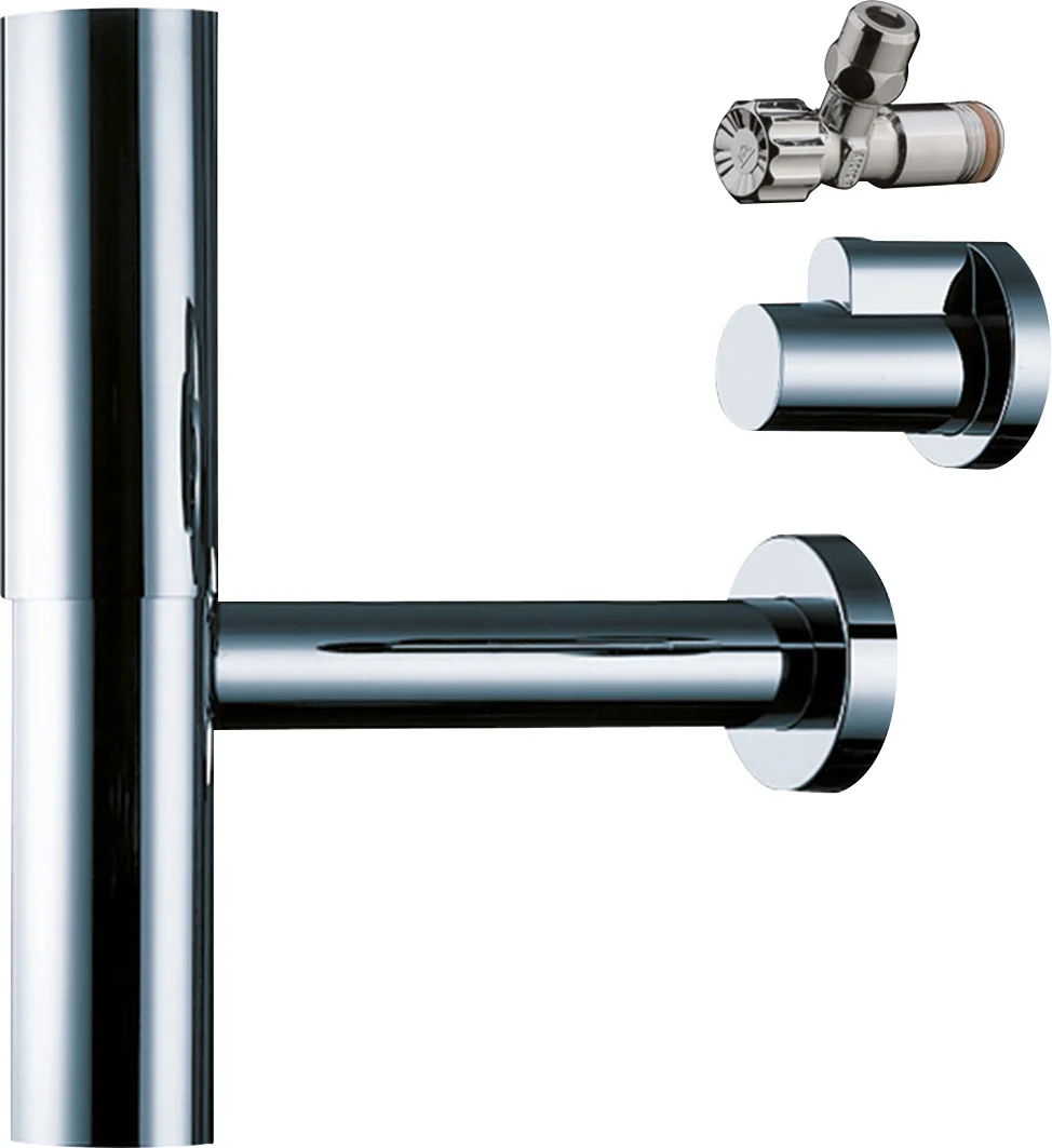 Hansgrohe Designsiphon Flowstar Set, Chrom, Verstellweg 65–165 mm, Wandabstand 330 mm, Stauwasserhöhe 75 mm, Anschluss G 11/4