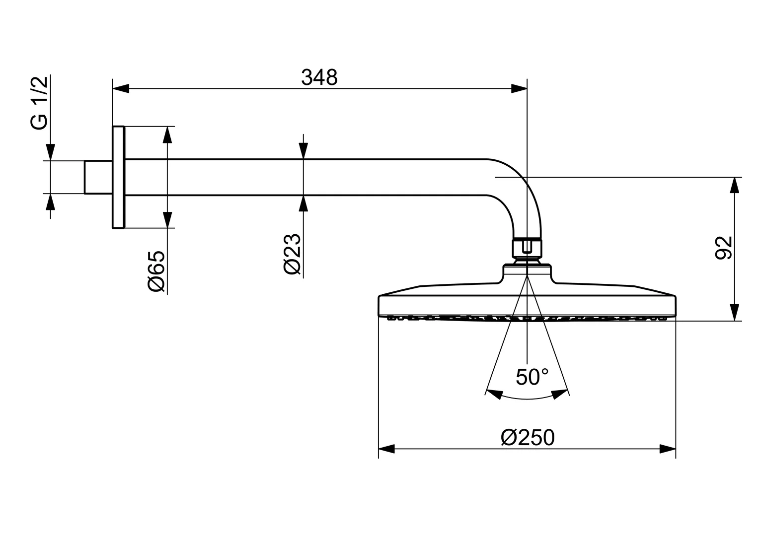 HansaVIVA Kopfbrause HansaVIVA 4426 1-strahlig d 250 mm Stahl gebürstet