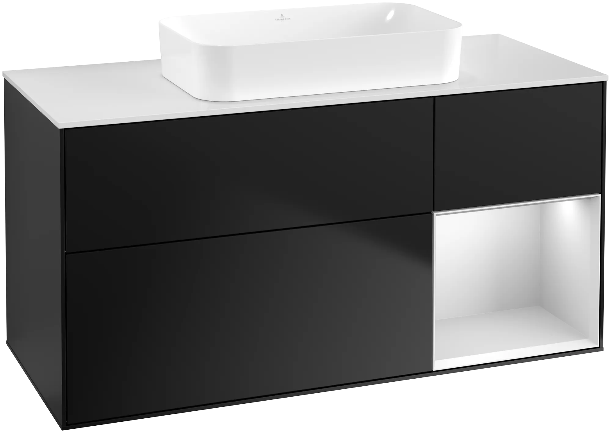 Villeroy & Boch Finion Waschbeckenunterschrank G71, 1200x603x501mm, Holz, Beleuchtung, 3 Auszüge