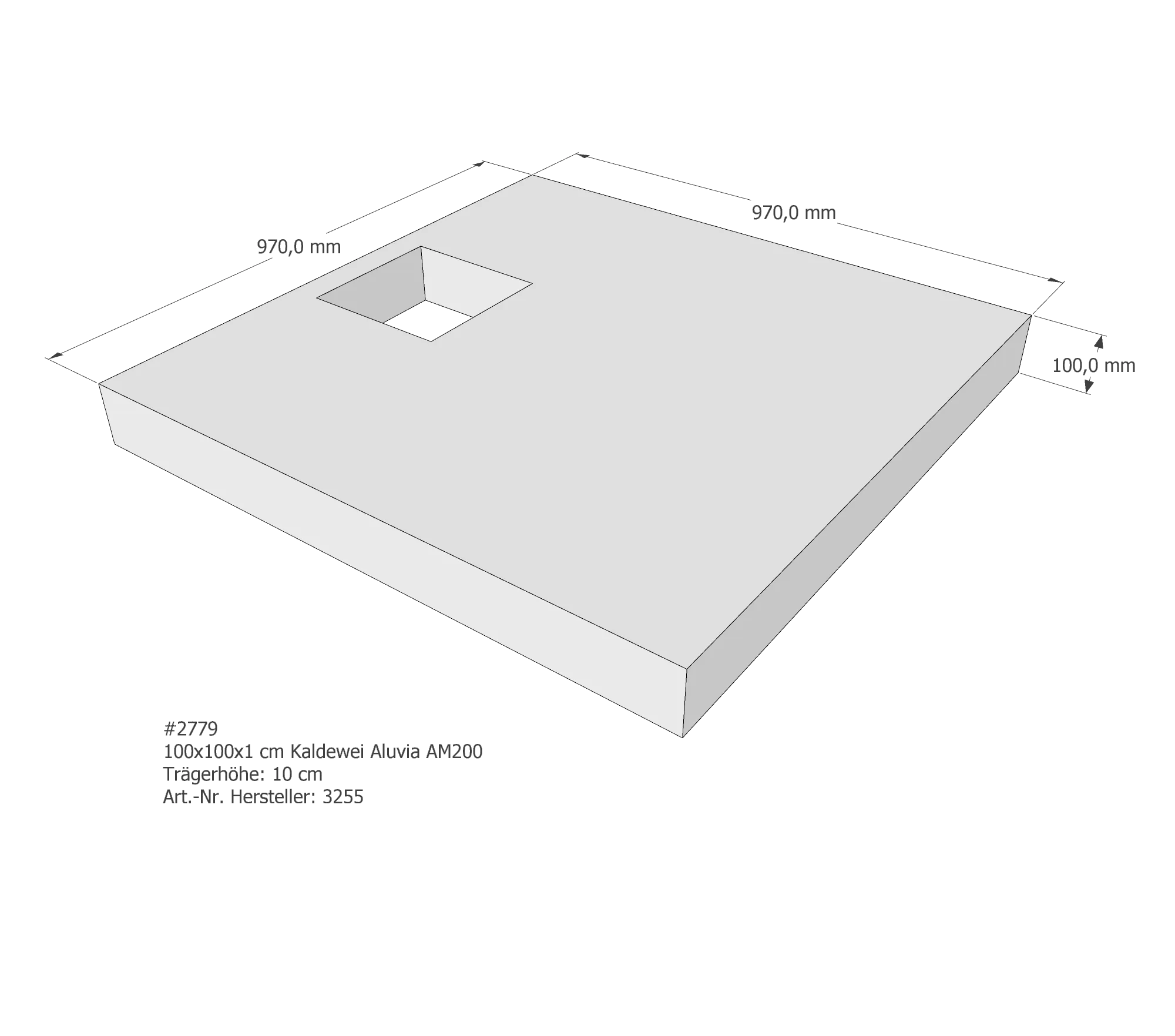 Duschwannenträger passend für Kaldewei 100 × 100 cm
