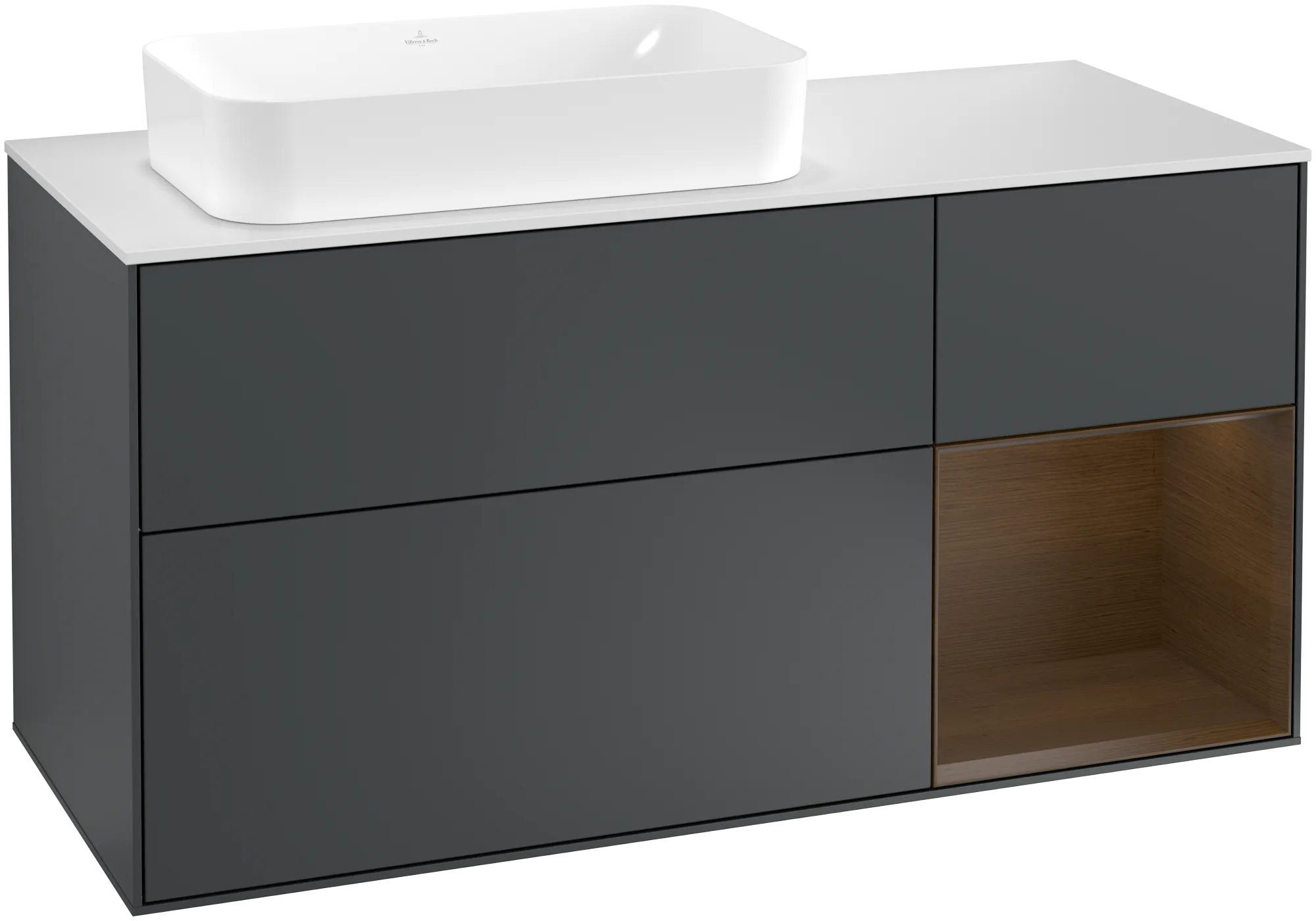 Villeroy & Boch Waschtischunterschrank „Finion“ für Schrankwaschtisch 1200 × 603 × 501 mm Midnight Blue Matt Lacquer, für Becken links, mit