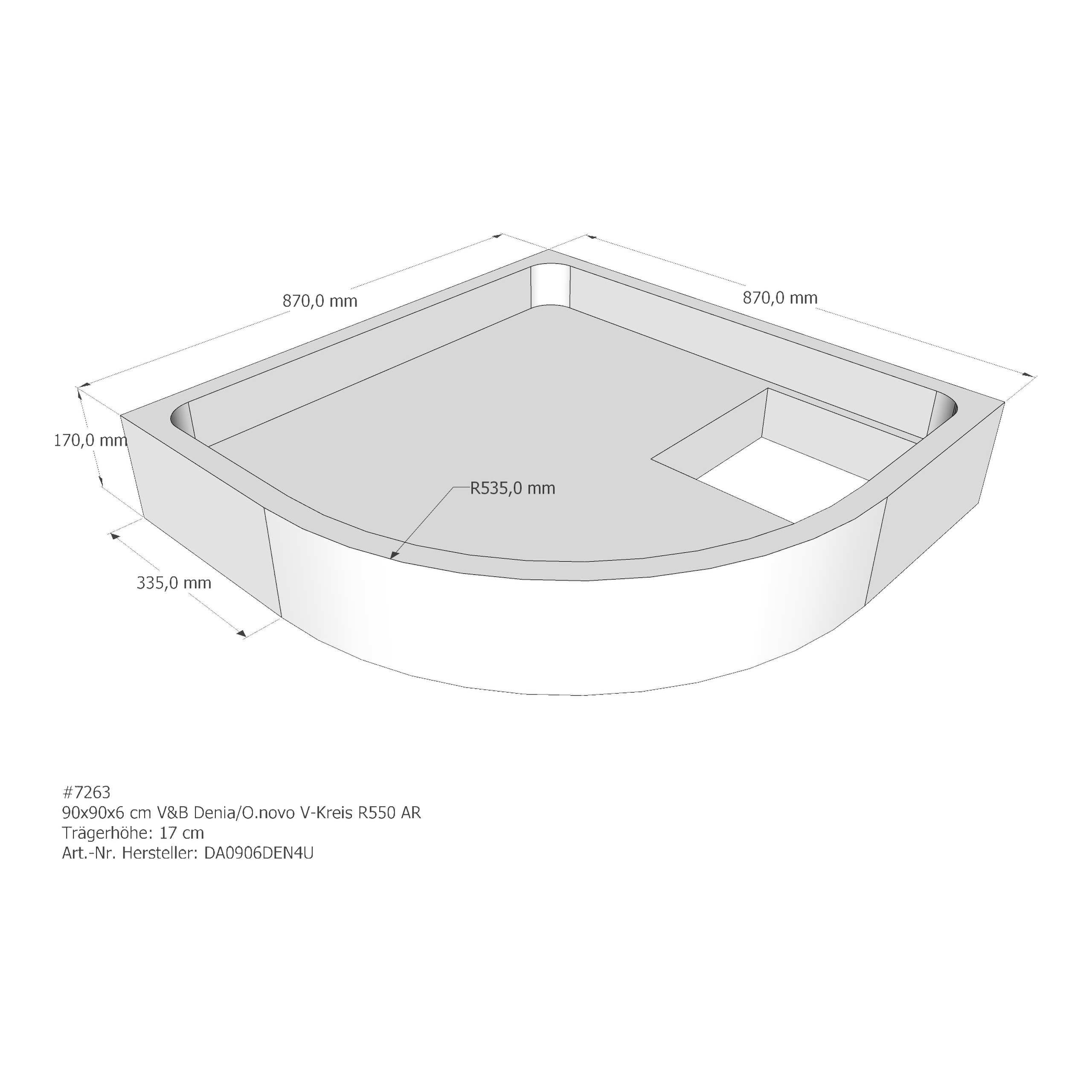 Duschwannenträger für Villeroy & Boch O.novo 90 × 90 × 6 cm Duschwannenträger für Villeroy & Boch O.novo 90 × 90 × 6 cm
