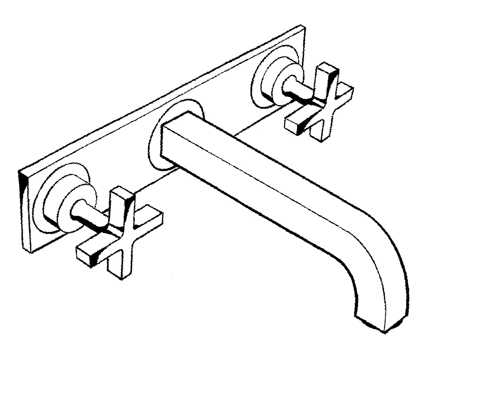 3-Loch Waschtischarm.Axor Citterio Wand F-Set lang chrom m.Platte/Kreuzgr. 3-Loch Waschtischarm.Axor Citterio Wand F-Set lang chrom m.Platte/Kreuzgr.