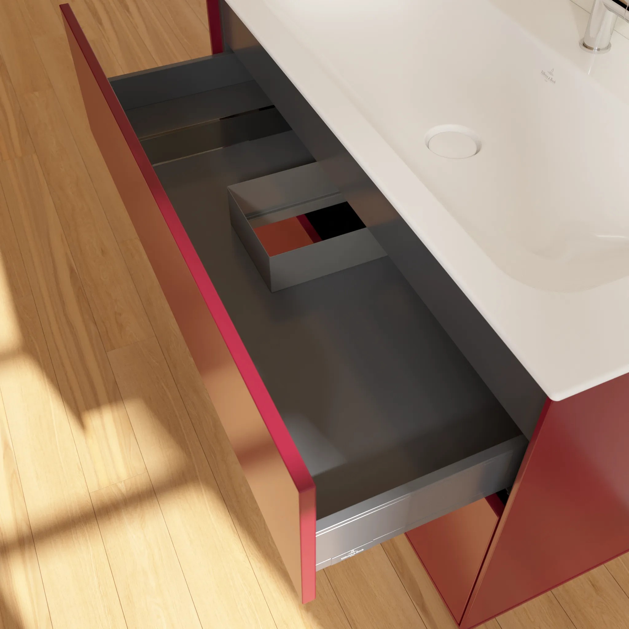 Villeroy & Boch Waschtischunterschrank „Finion“ für Schrankwaschtisch 996 × 591 × 498 mm Peony Matt Lacquer, für Becken mittig