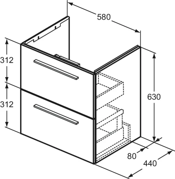 Ideal Standard i.life A Waschtischunterschrank 2 Auszüge 580x440x630mm Quarzgrau matt Ideal Standard i.life A Waschtischunterschrank 2 Auszüge 580x440x630mm Quarzgrau matt