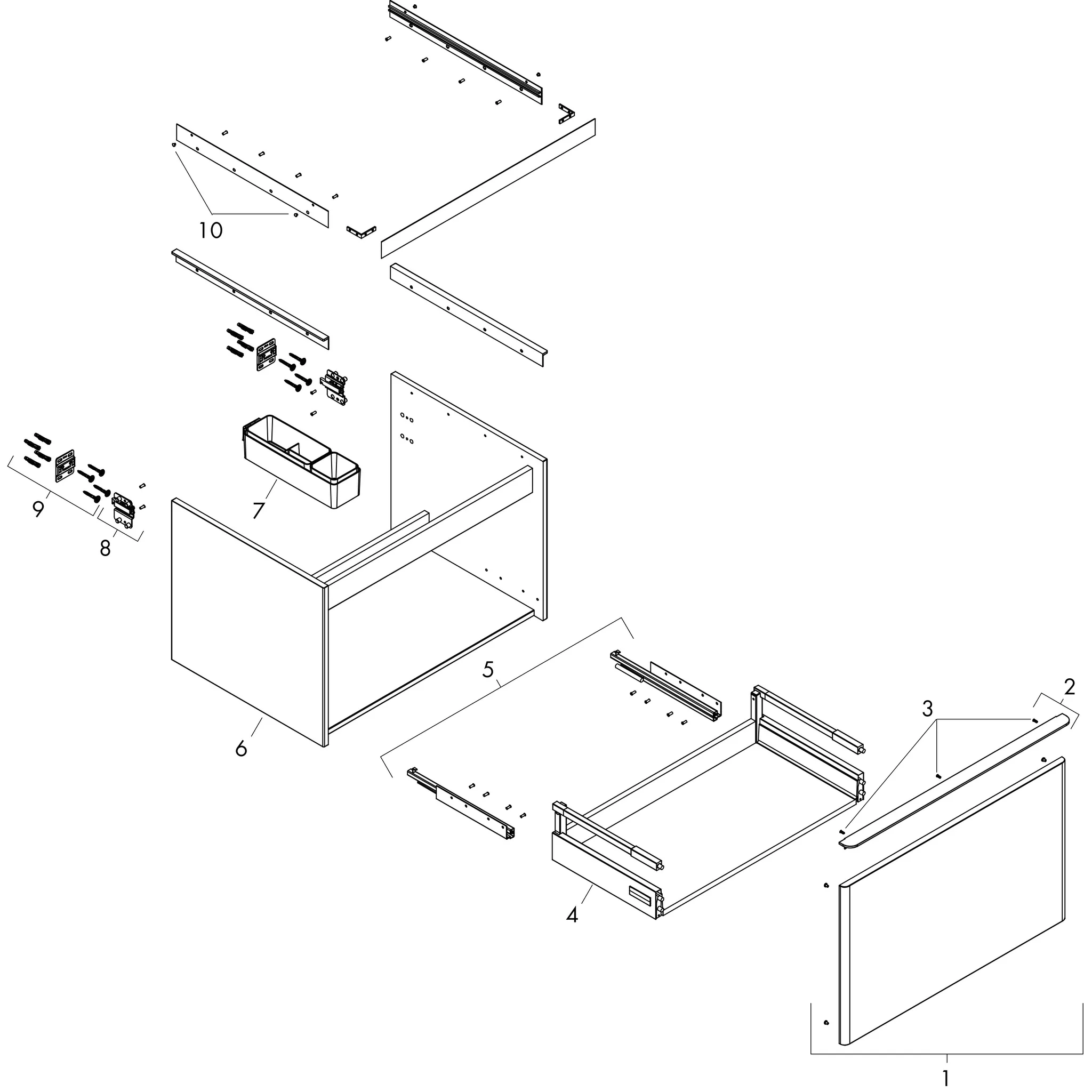 Hansgrohe Xelu Q Waschtischunterschrank Nussbaum Dunkel 1180x550mm mit 1 Schubkasten für Konsole
