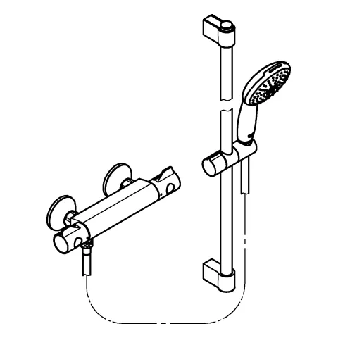 Thermostat-Brausebatterie Grohtherm 800 34565_2, mit Tempesta Brausestangenset 600mm, 2 Strahlarten: Rain/Jet, chrom Thermostat-Brausebatterie Grohtherm 800 34565_2, mit Tempesta Brausestangenset 600mm, 2 Strahlarten: Rain/Jet, chrom