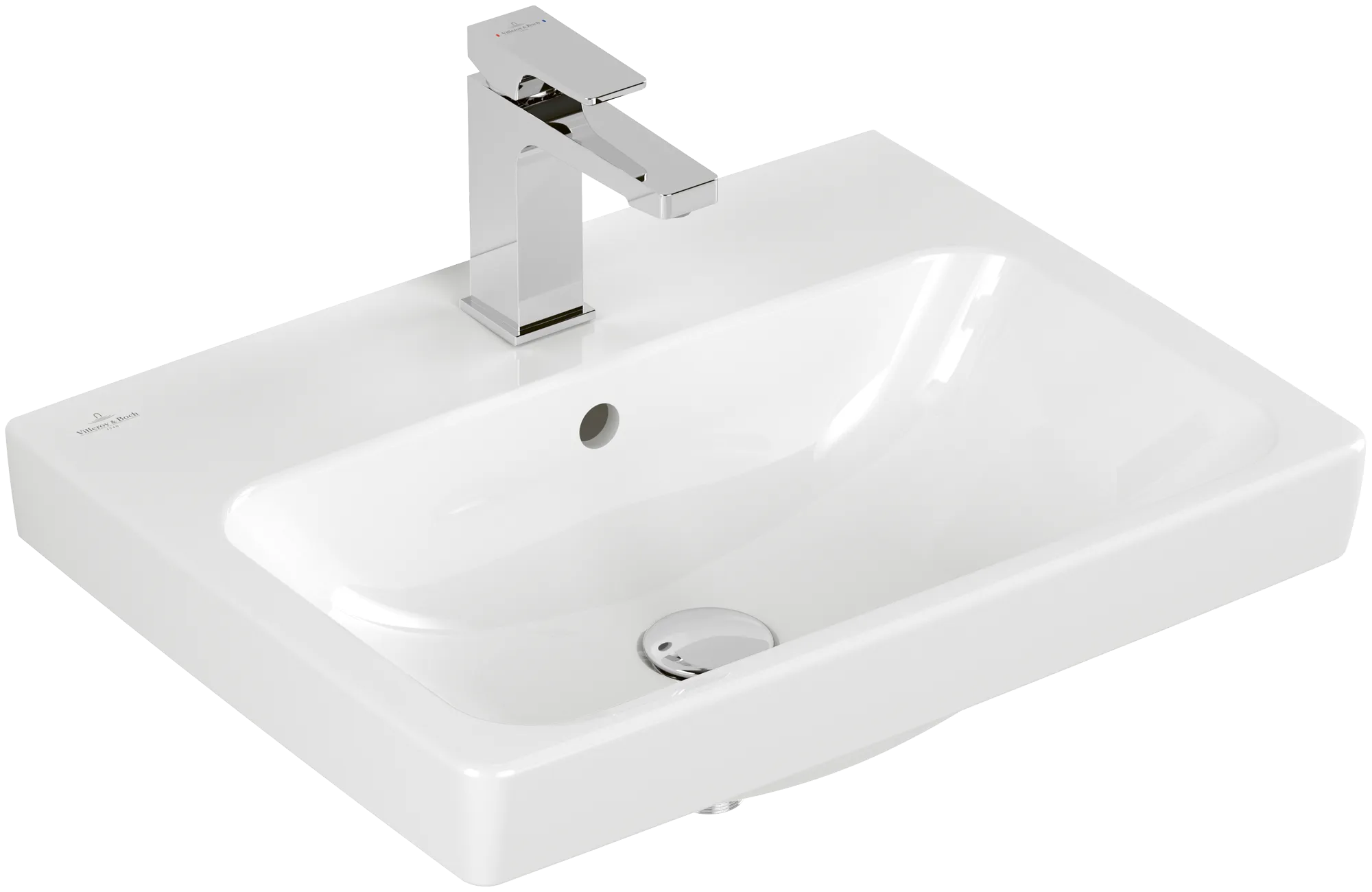 Villeroy & Boch Waschbecken „Architectura“ 550 × 420 × 165 mm, ohne Hahnlochbohrung, für Becken mittig in Weiß Alpin Villeroy & Boch Waschbecken „Architectura“ 550 × 420 × 165 mm, ohne Hahnlochbohrung, für Becken mittig in Weiß Alpin