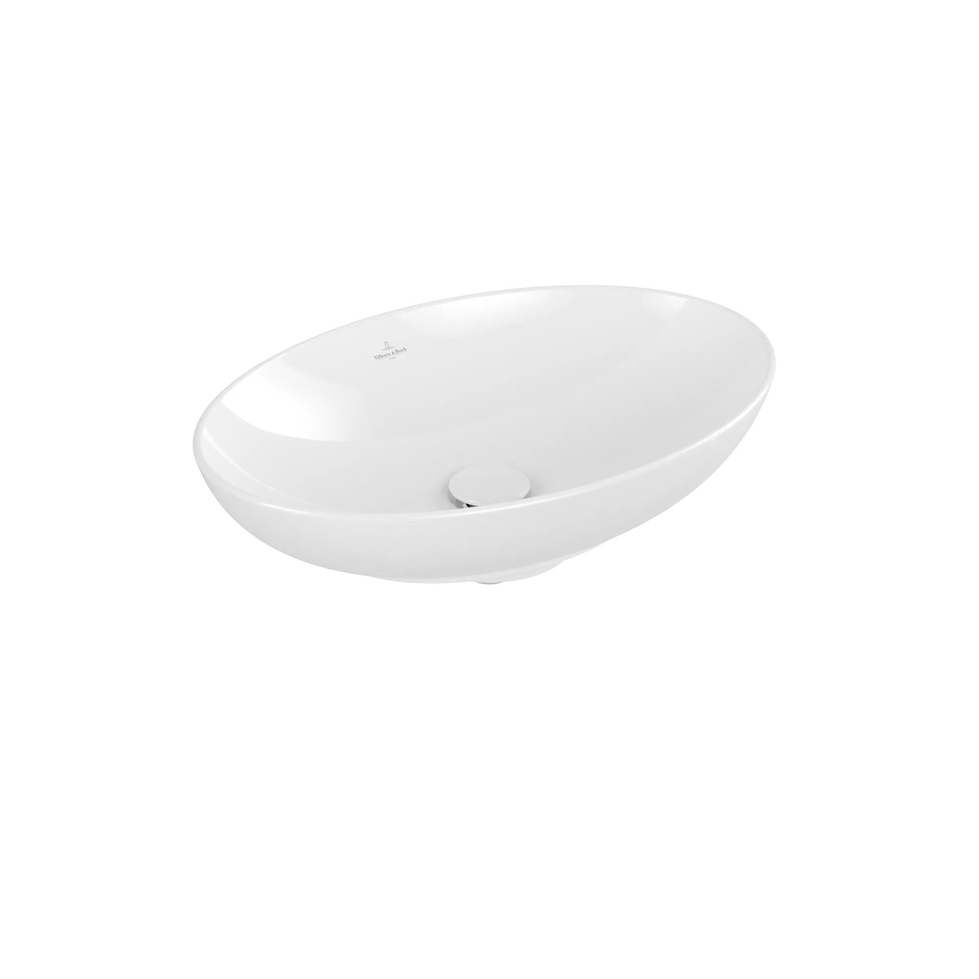Villeroy & Boch Aufsatzwaschtisch aus TitanCeram „Loop & Friends“ 560 × 380 × 150 mm, ohne Hahnlochbohrung in Weiß Alpin