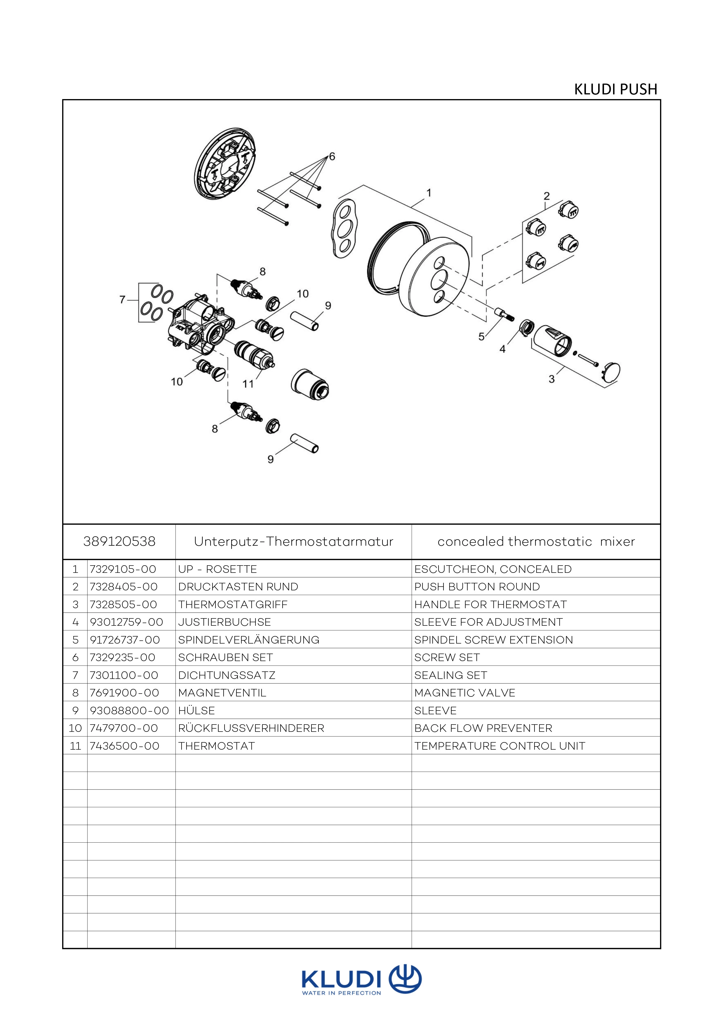 PUSH UPThermostatarm. mit Druck taste für 2 Verb., rund chrom PUSH UPThermostatarm. mit Druck taste für 2 Verb., rund chrom