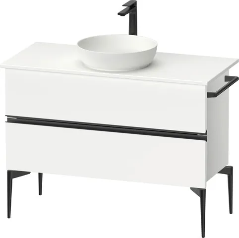 Duravit Waschtischunterschrank „Sivida“ 104,5 × 54,8 × 47,5 cm Front- & Korpusfarbe: Weiß Matt / Grifffarbe: Diamantschwarz / Größe: 104,5 × 47,5 × 54,8 cm Duravit Waschtischunterschrank „Sivida“ 104,5 × 54,8 × 47,5 cm Front- & Korpusfarbe: Weiß Matt / Grifffarbe: Diamantschwarz / Größe: 104,5 × 47,5 × 54,8 cm