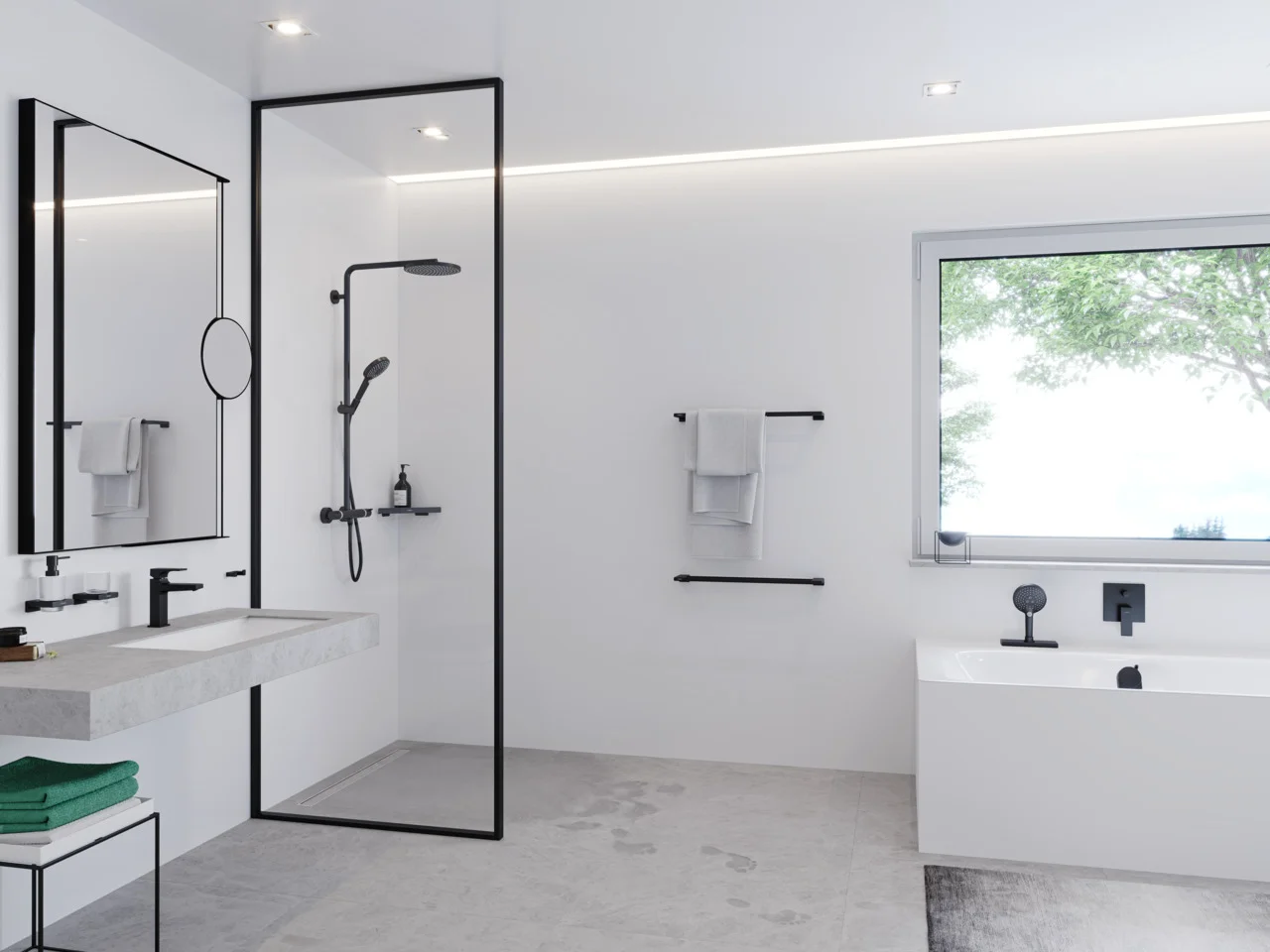 Hansgrohe Metropol Einhebel-Wannenmischer Unterputz, mattschwarz, Keramikmischsystem mit Temperaturbegrenzung und Schalldämpfer