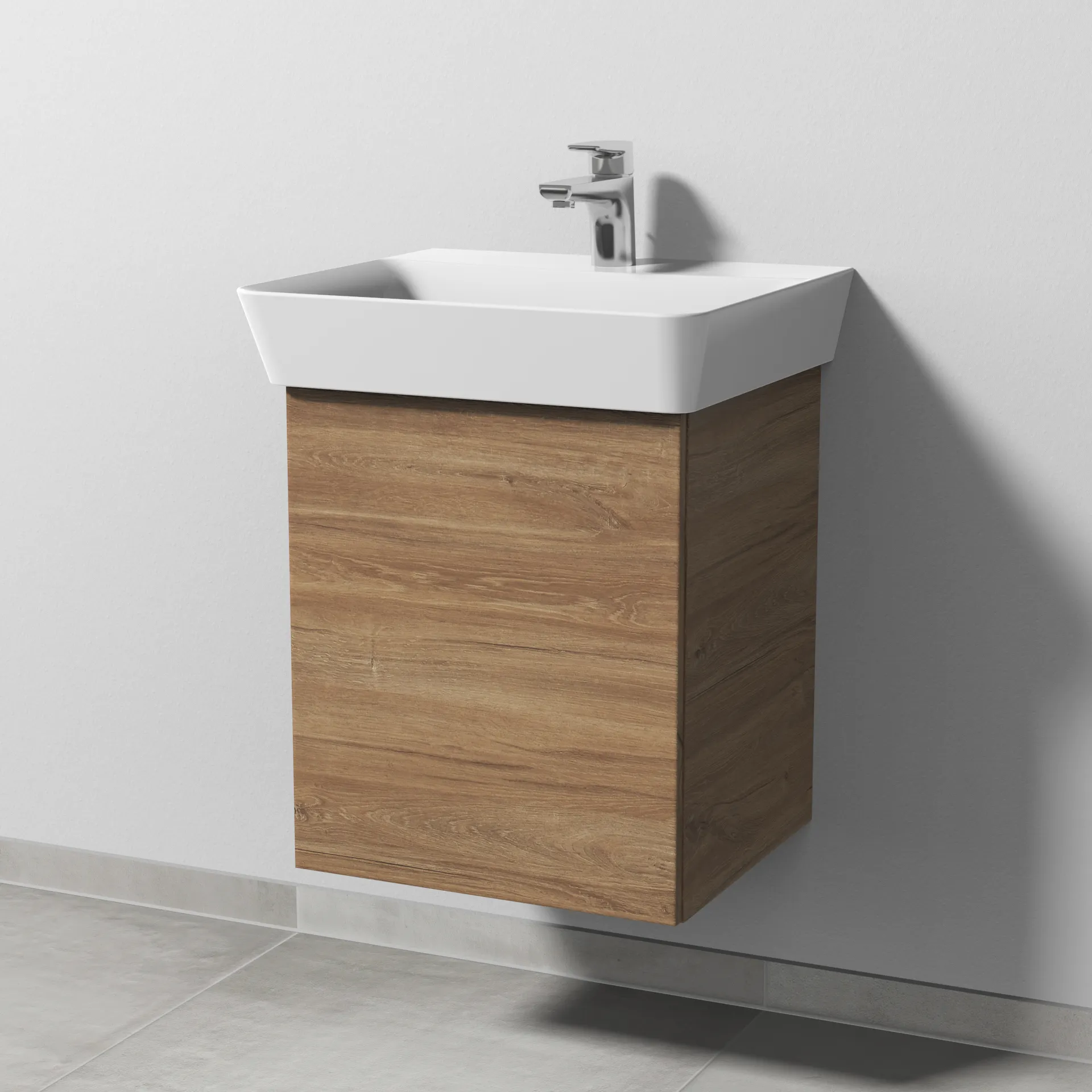 Sanipa Waschtischunterschrank „3way“ passend zu Keramik-Waschtische Connect Air Cube von Ideal Standard 430 × 513 × 392 mm in Eiche Kansas, Anschlag