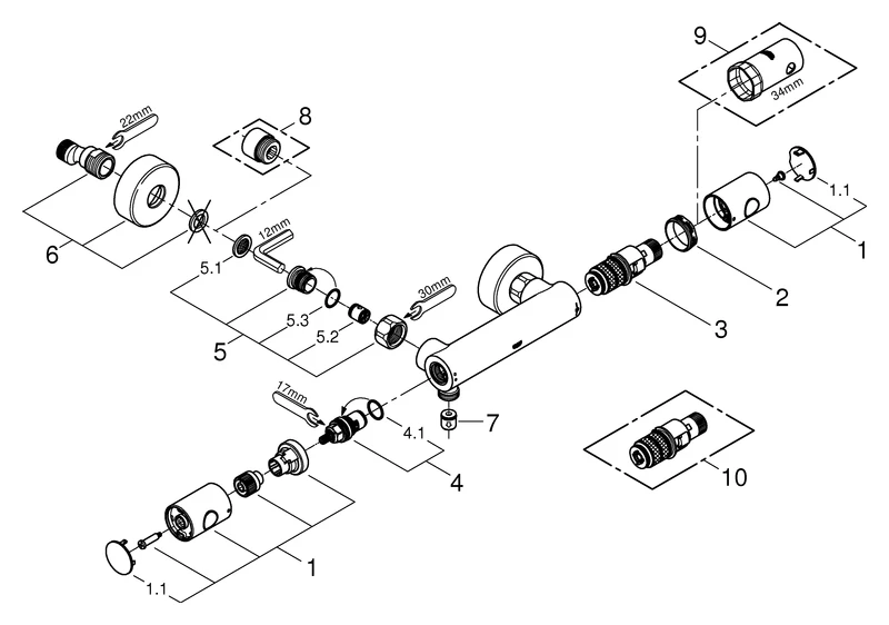 Grohe Grohtherm 1000 Cosmopolitan Thermostat-Brausebatterie Wandmontage supersteel Grohe Grohtherm 1000 Cosmopolitan Thermostat-Brausebatterie Wandmontage supersteel